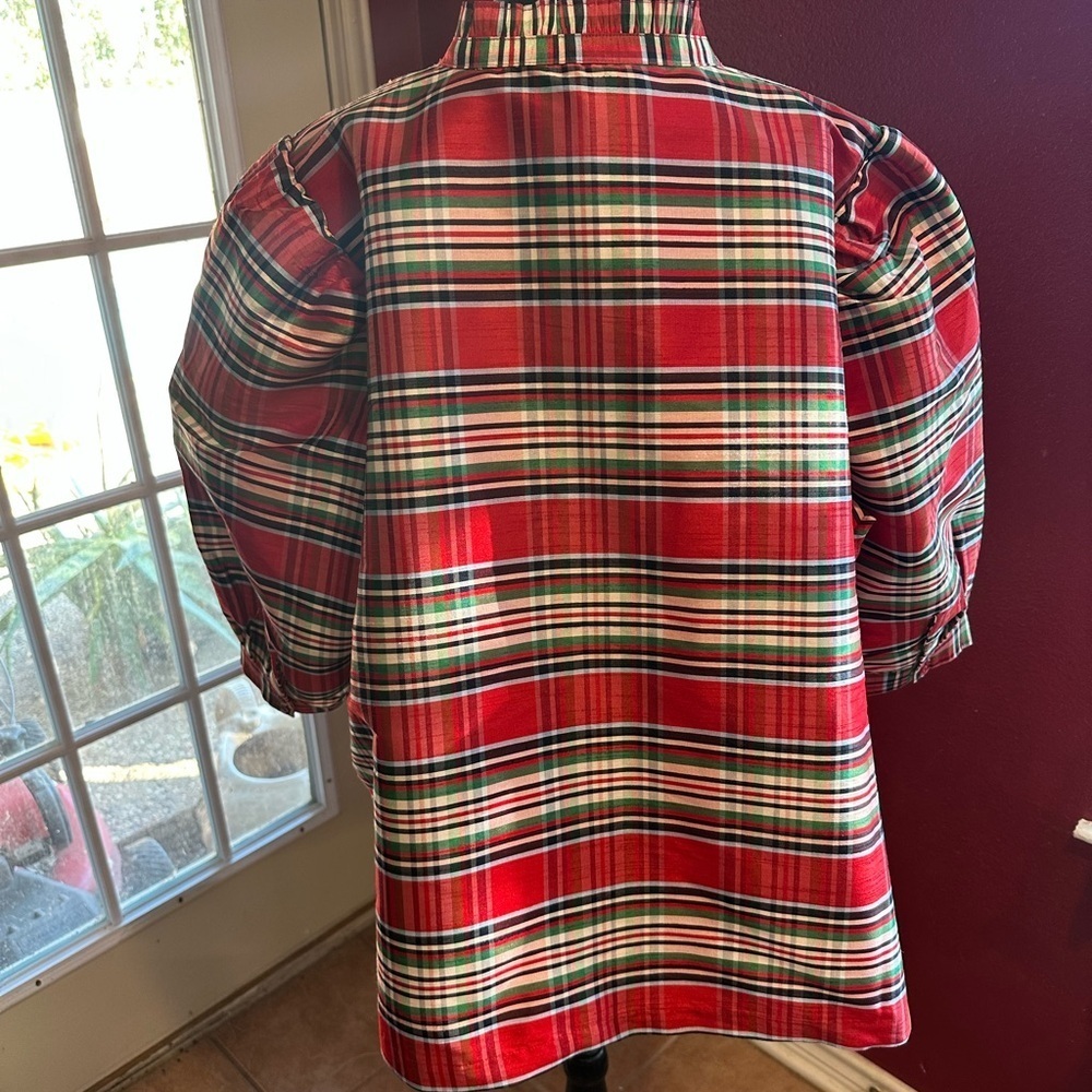 NWT Crown & Ivy Women’s Plus 4X Red Plaid Tunic Top Holiday Puff Sleeve $69.50 - Picture 2 of 8